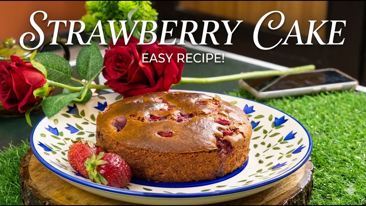 Strawberry Cake Recipe Without Egg..   #strawberry #dessert #trendingvideo #food #cake #healthyfood