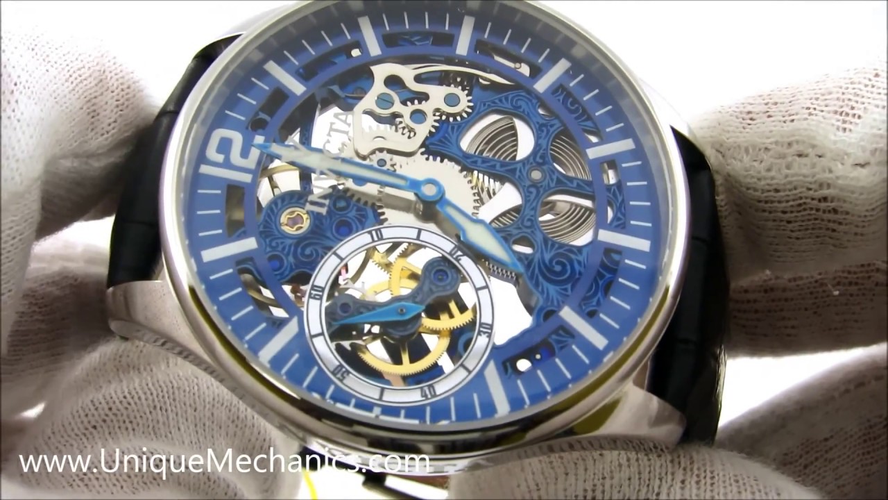 Invicta Watch 12404 Vintage Blue Skeleton Dial Stainless Mechanical