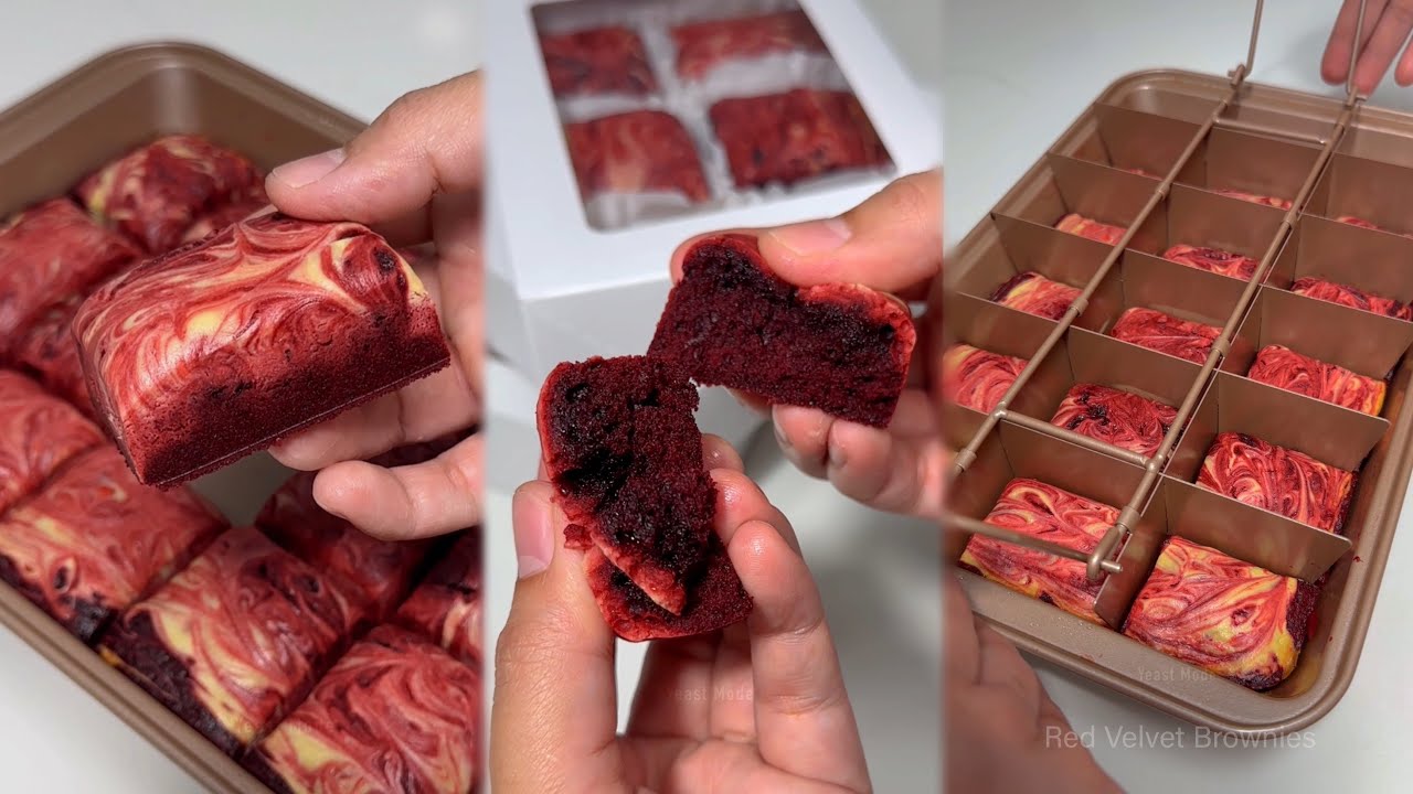 RED VELVET  CHEESECAKE BROWNIES Recipe | No messy cutting using Brownie Pan with cutter