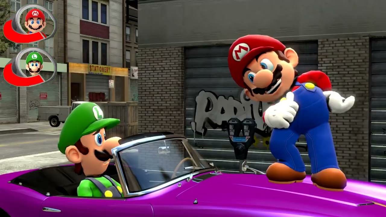 Grand Theft Mario с полосками здоровья