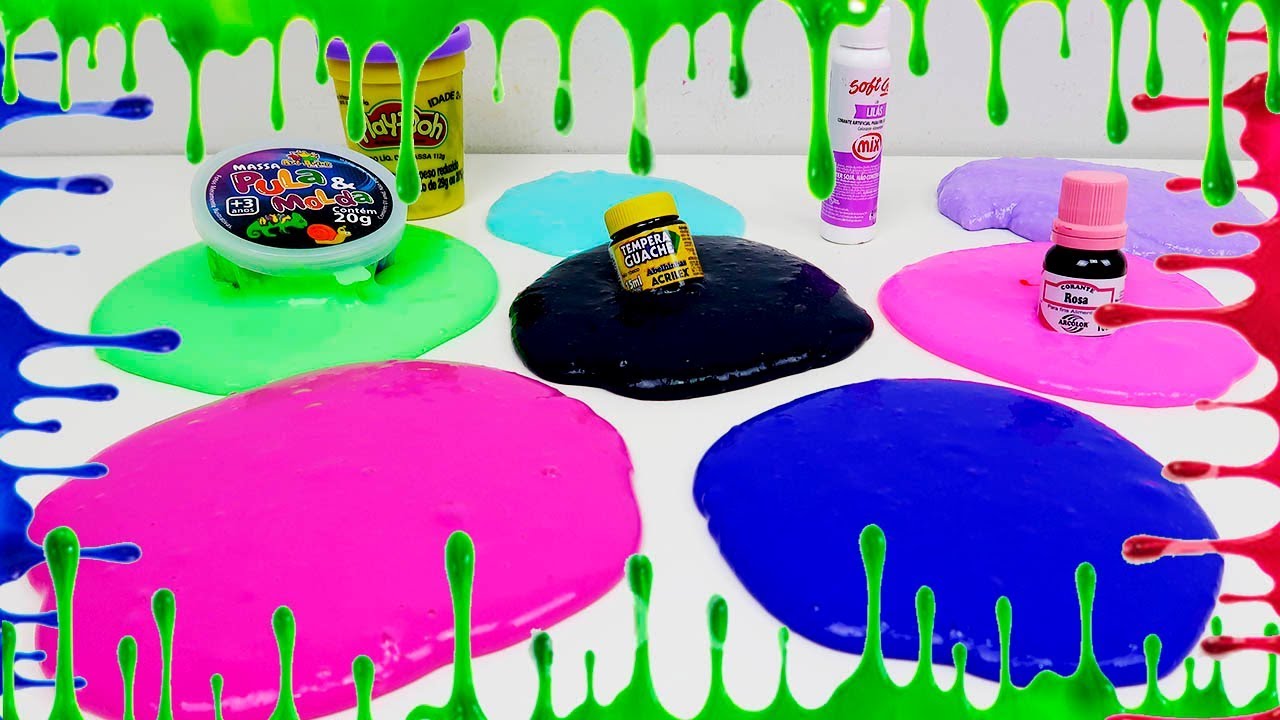 Colorindo Slimes Play-Doh Massa EVA Corante Massinha Pula Molda