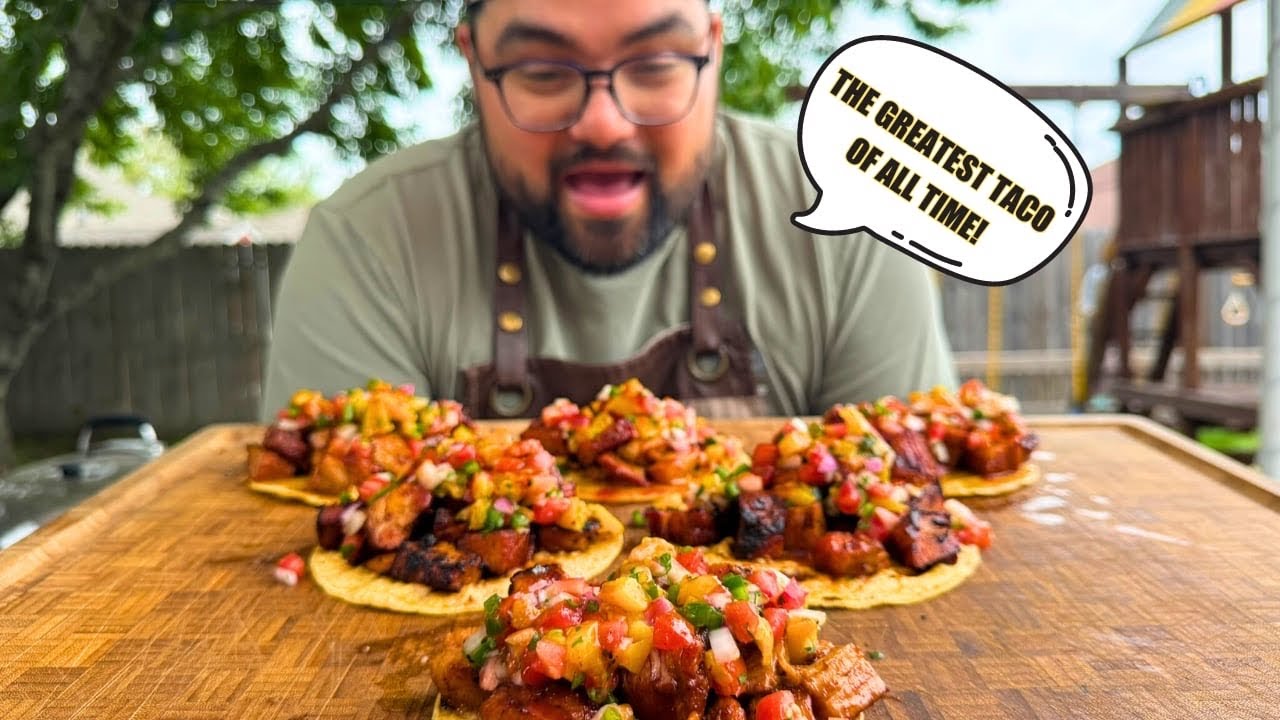 SMOKED Pork Belly Tacos on the Weber Kettle!