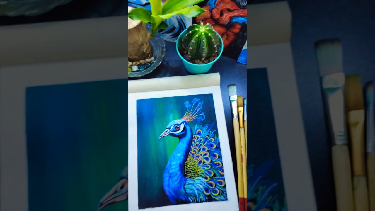 New Acrylic Painting Reveal ✨💫 #art #acrylicpainting #drawing #artist #peacock