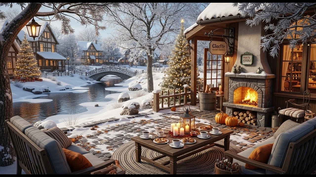 Relaxing Winter Soundscape ❄ Cozy Lakeside Porch Ambience for Deep Relaxation