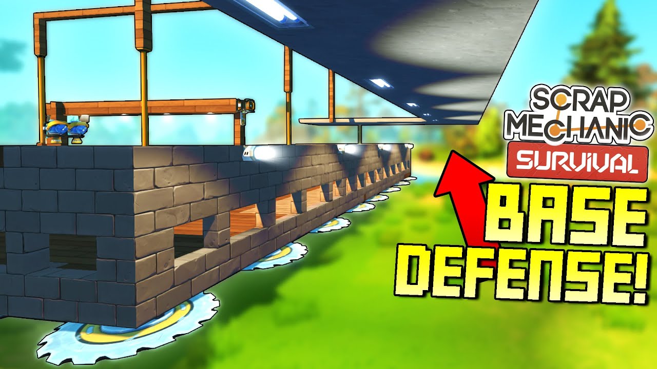 Saw Blade and Bot Crusher Base Defense Combo! - Scrap Mechanic Survival Mode [SMS 15]