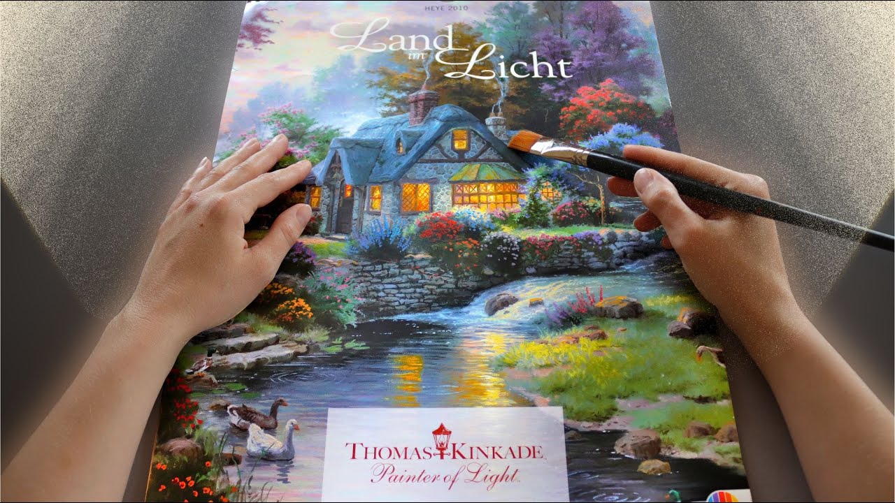 ASMR ZEIT ZUM TRÄUMEN 🫧 THOMAS KINKADE KALENDER 💜 SHOW & TELL ✨ PAPER SOUNDS, TRACING, BRUSHING