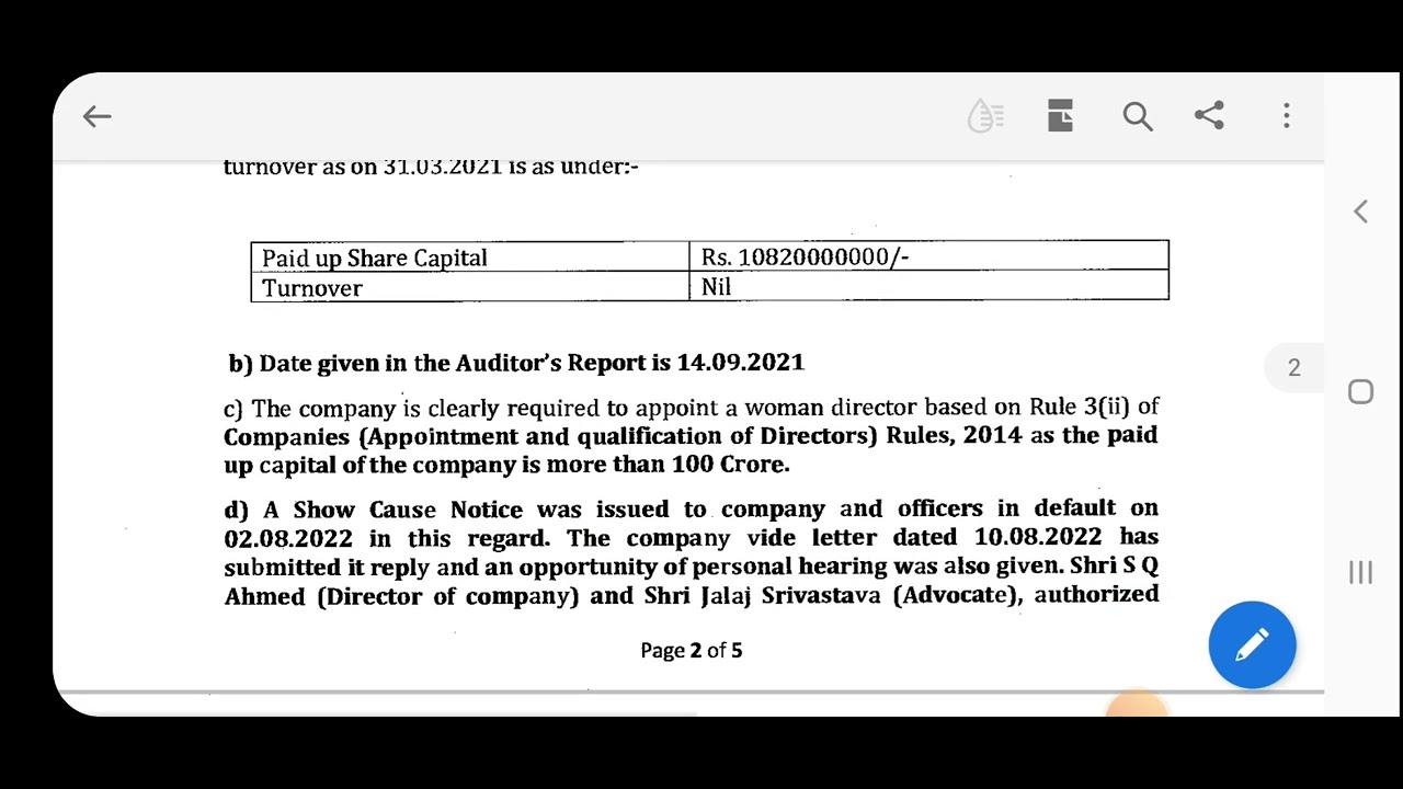 Delhi ROC Adjudication Order for violation of Section 149(1) of CA 2013 (non app. of Women Director)