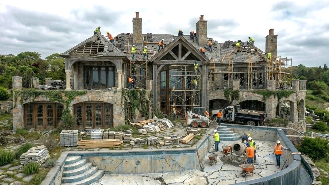 Stone Manor Abandoned Renovation Into a Luxury Coastal Retreat with Stunning Epoxy Floors