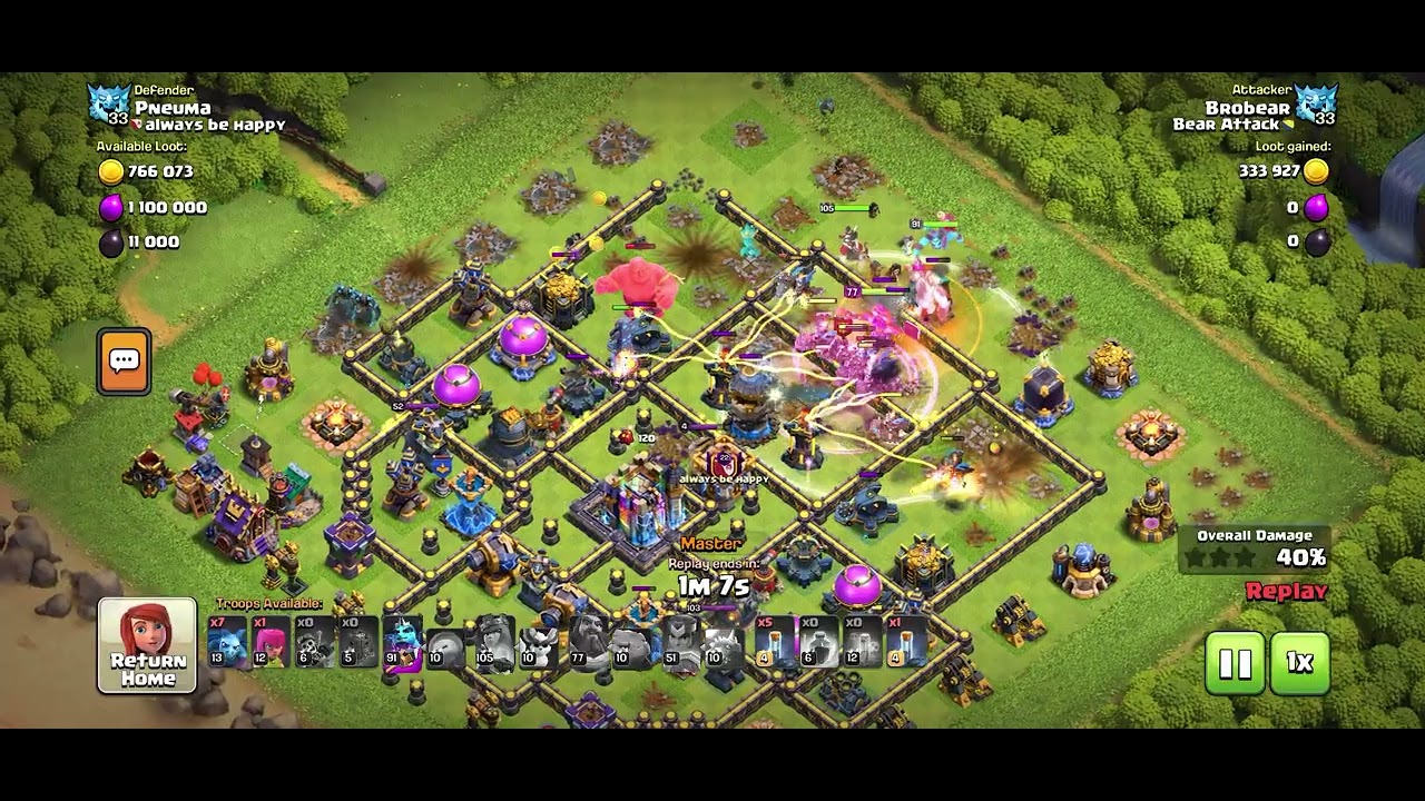 Th18 vs Th18 Dragon Rider Totem spell spam clear