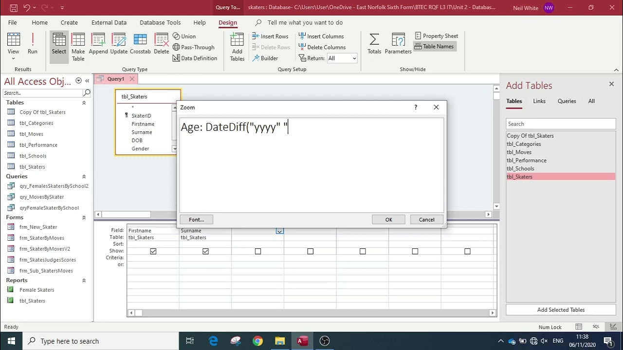 Calculate age using DateDiff