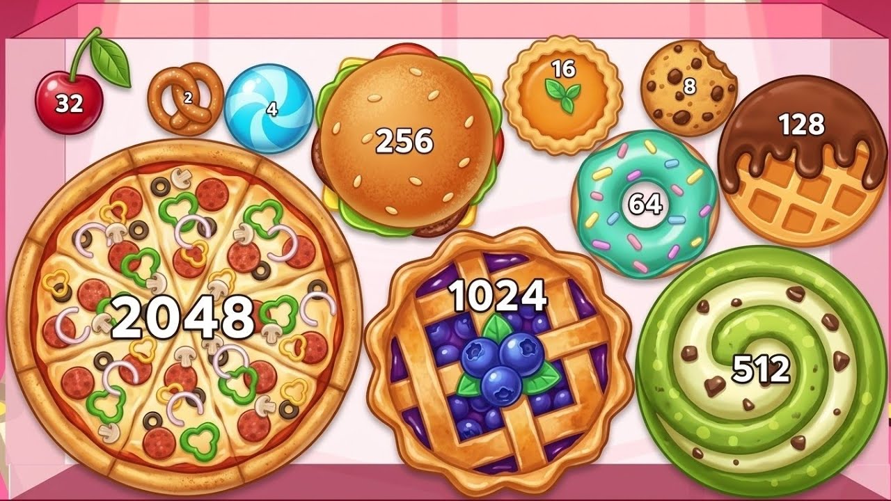 Pizza Merge 2048 🍔🍩🍪 &ndash; Merge Foods & Reach 2048 | Satisfying 2048 Merge Suika Game Gameplay
