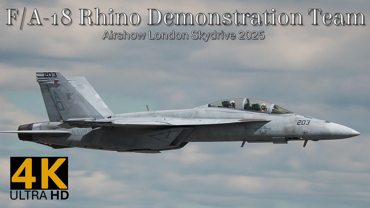 [4K] F-18 Super Hornet Rhino Demonstration Team | Airshow London Skydrive 2025