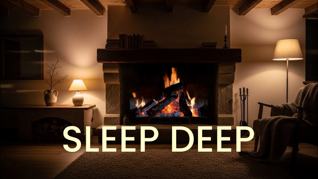 Cozy Night Sleep 🔥 Soft Piano & Fireplace Ambience | Insomnia Relief