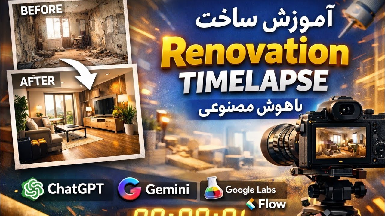 آموزش ساخت Renovation Timelapse با هوش مصنوعی | ChatGPT ، Gemini و Google Labs/Flow