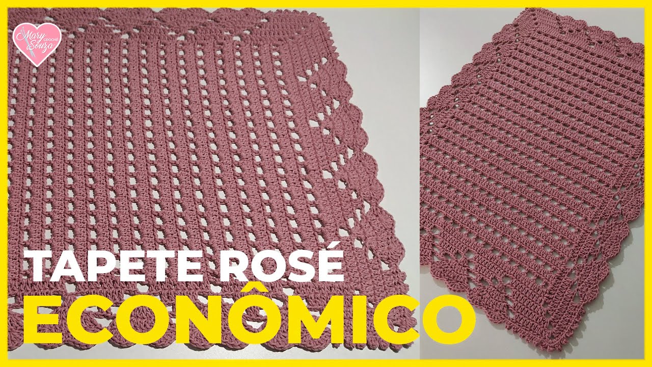 TAPETE DE CROCHÊ RETANGULAR SIMPLES / TAPETE ROSÉ PASSO A PASSO