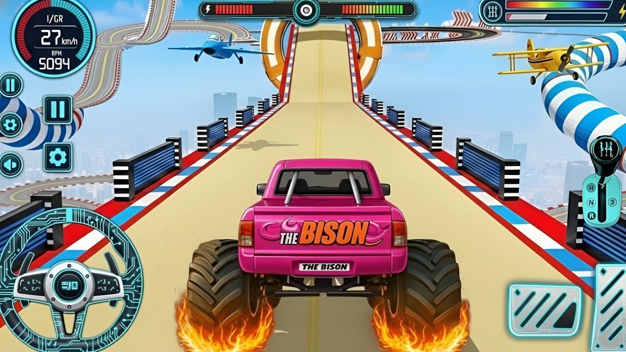 GIANT RAMP Monster 4x4 Truck Stunts & MEGA CRASH Compilation! | Impossible Racing Simulator#megaramp