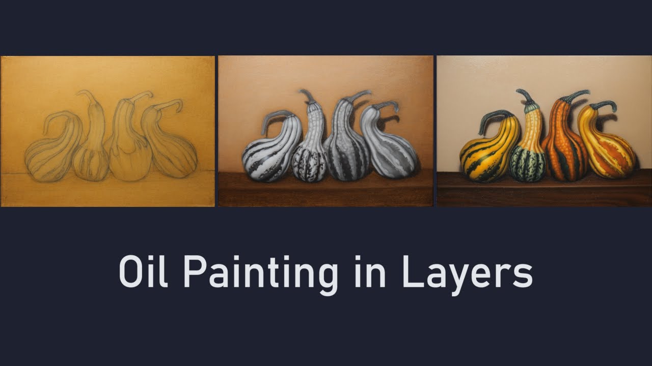 Colorful Gourds Oil Painting in Layers