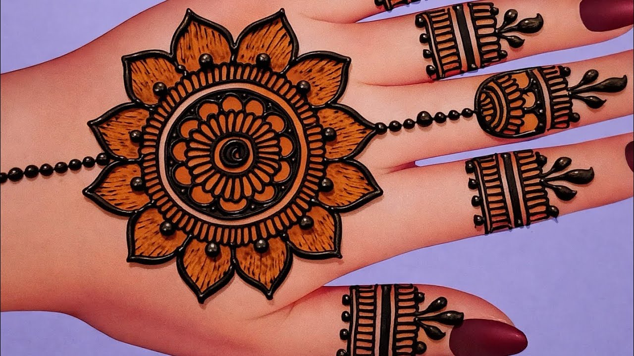 Стильный дизайн Gol Tikki Mehndi для задней руки | Легкий и простой дизайн Гол Тикки Менди