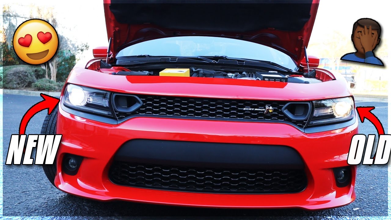 INSTALLING LED HEADLIGHTS ON MY DODGE CHARGER SCATPACK!!! NO MORE YELLOW 😍 #mopar #led #headlights