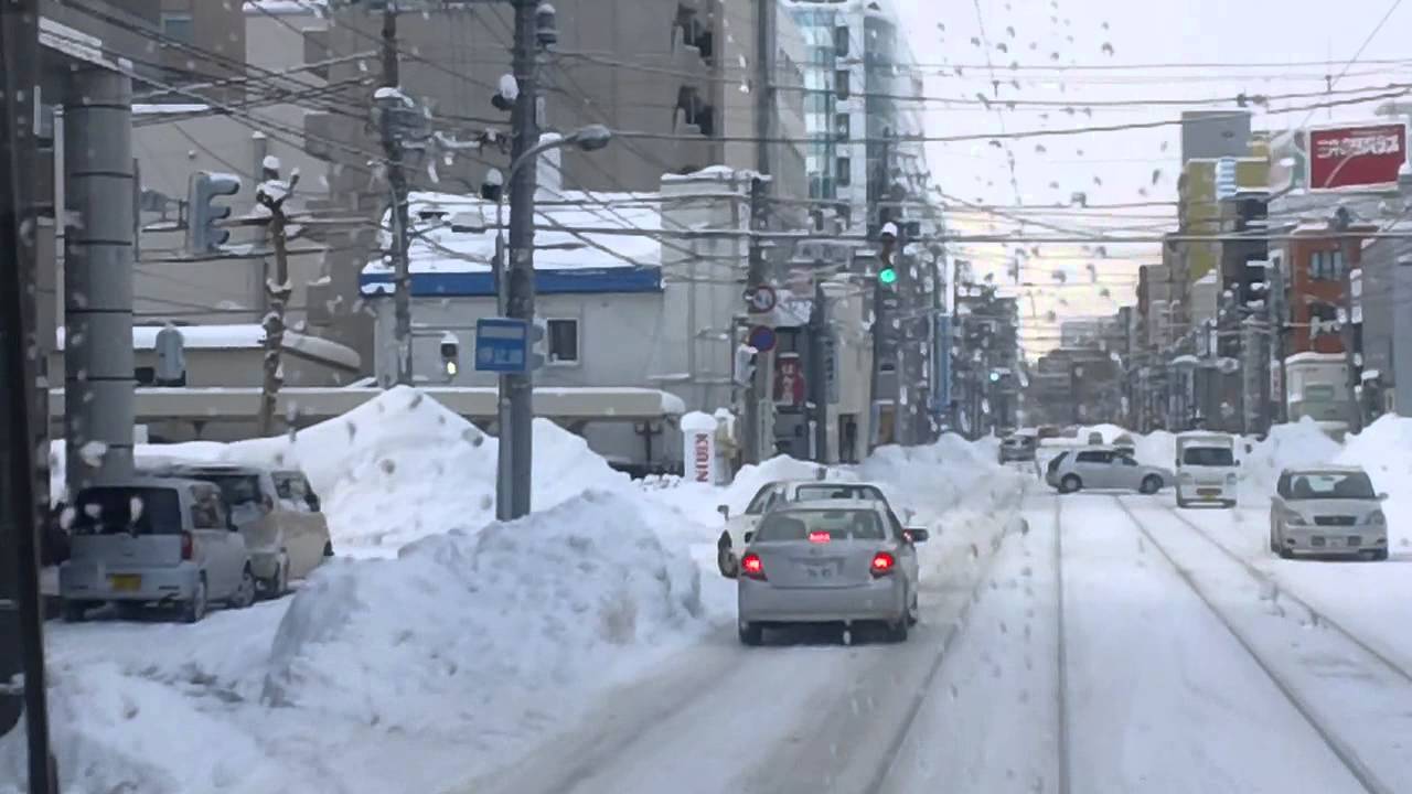 Riding the Tram in the Snow in Sapporo, Japan