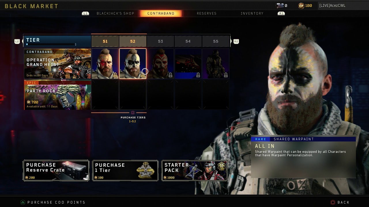 Black Ops 4 - OPERATION GRAND HEIST CONTRABAND ALL 100 TIERS!