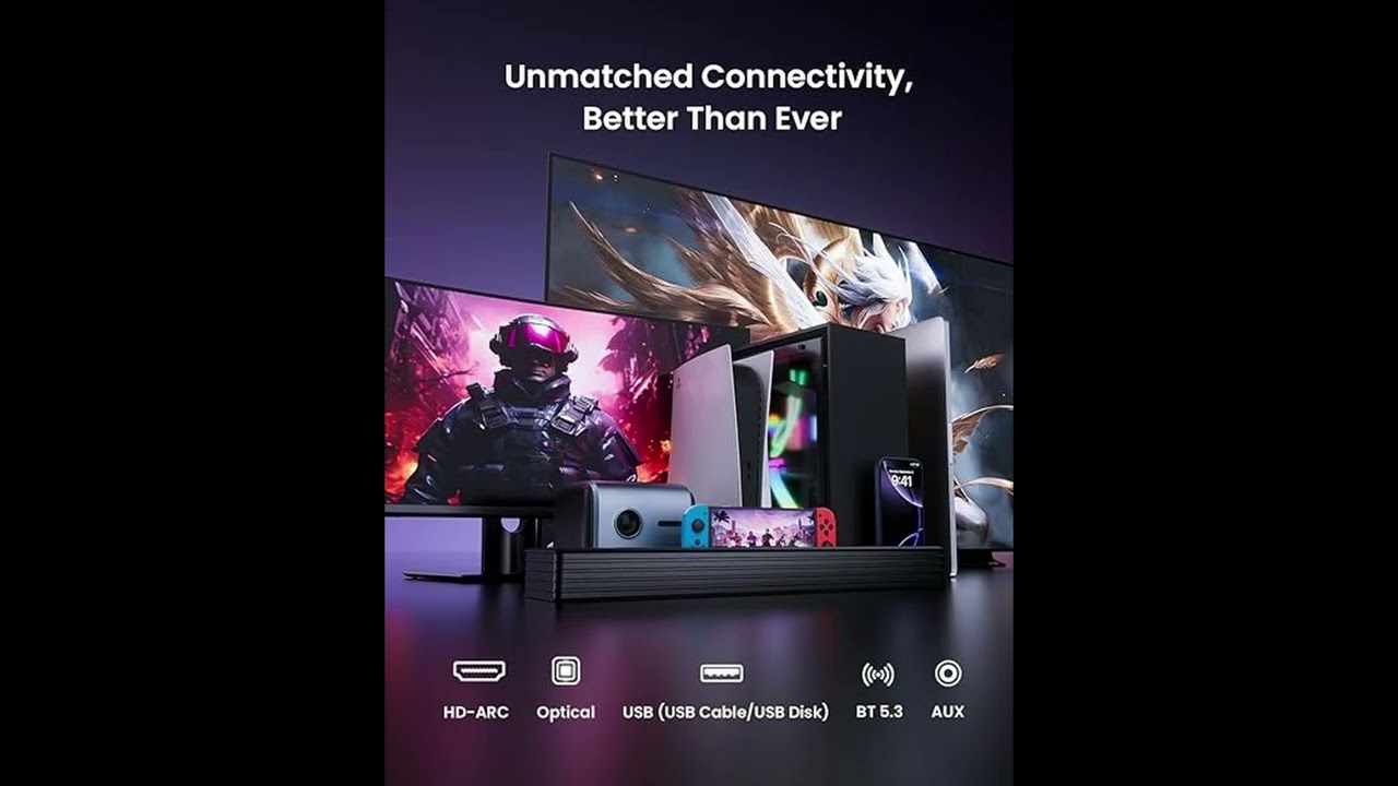 MEREDO 3.1CH Sound Bar for Smart TV, PC Gaming & Home Cinema - RGB Lighting, Subwoofer