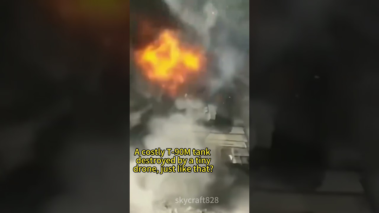 A costly T-90M tank destroyed by a tiny drone, just like that?#drone #fpvdrones #fpv #drone