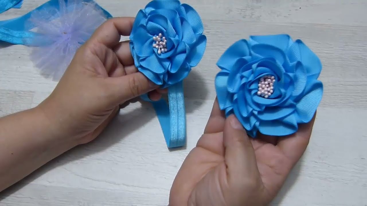 Hermosa Flor Pétalos doblados cinta gross, @FloresyMoñosFaciles