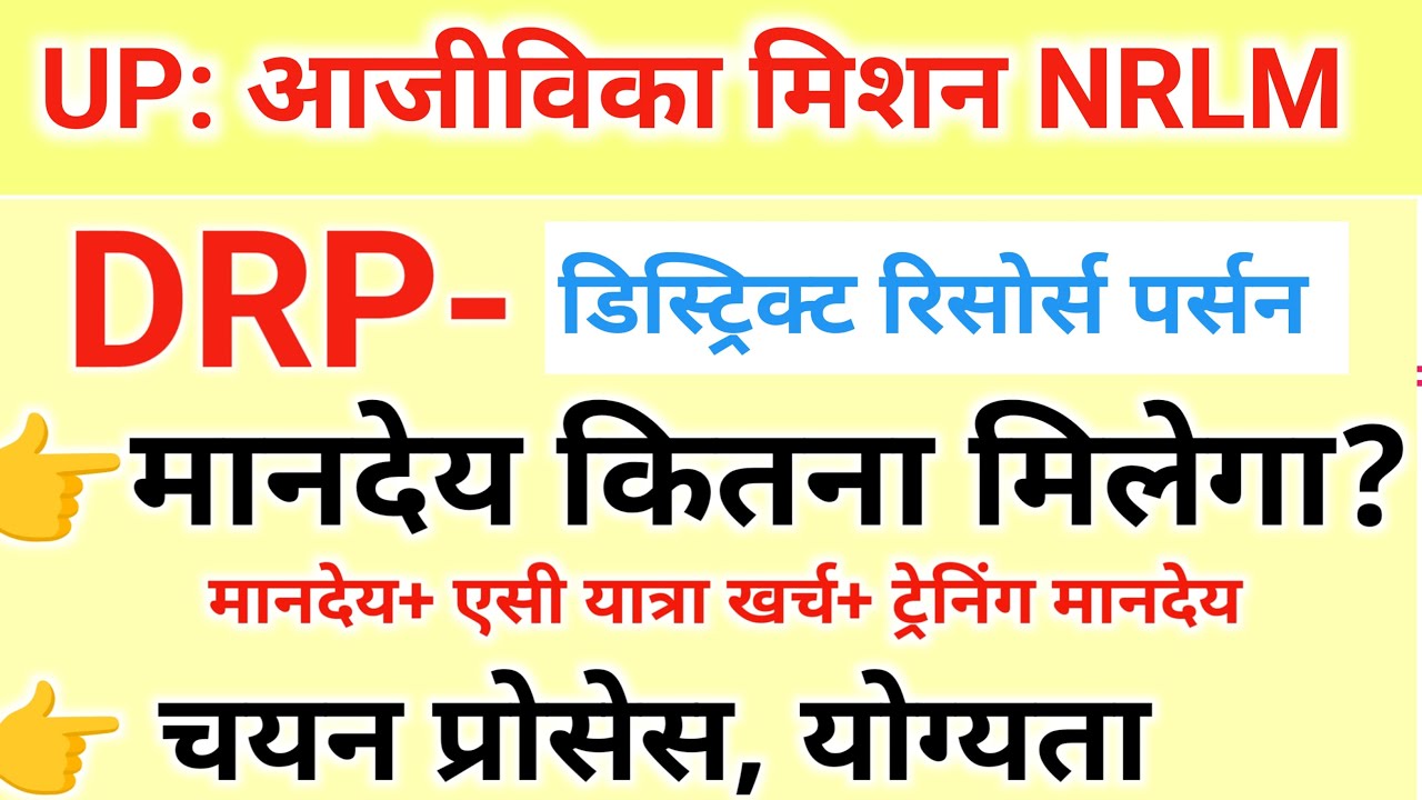 DRP- डिस्ट्रिक्ट रिसोर्स पर्सन 👉 मानदेय कितना है | DRP ka Vetan | drp ka maandey aajivika mission