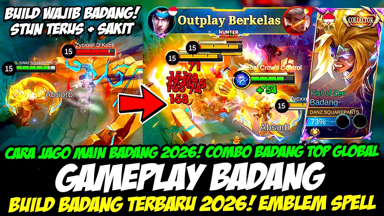CARA JAGO MAIN BADANG 2026❗COMBO BADANG STUN TERUS + SAKIT DI LANE❗BUILD BADANG TERBARU 2026