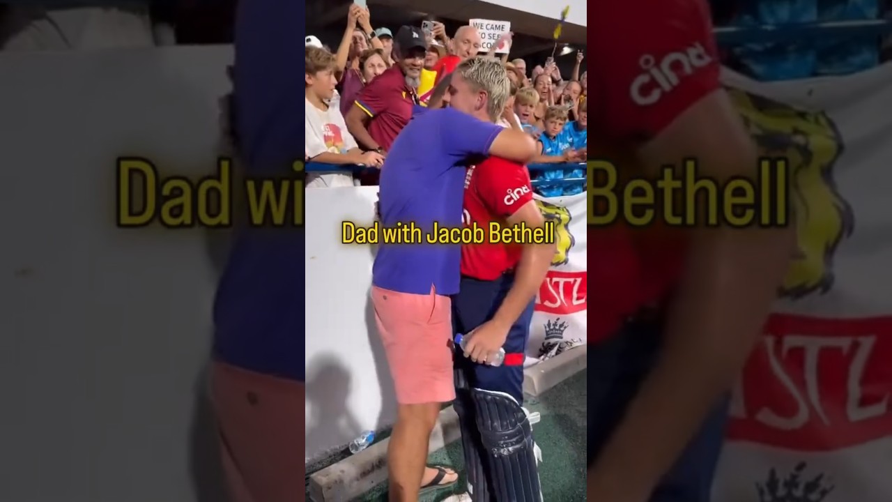 Jacob Bethell with his Father 💕🏏 #indvseng #engvsind #t20worldcup #cricket #jacob #england
