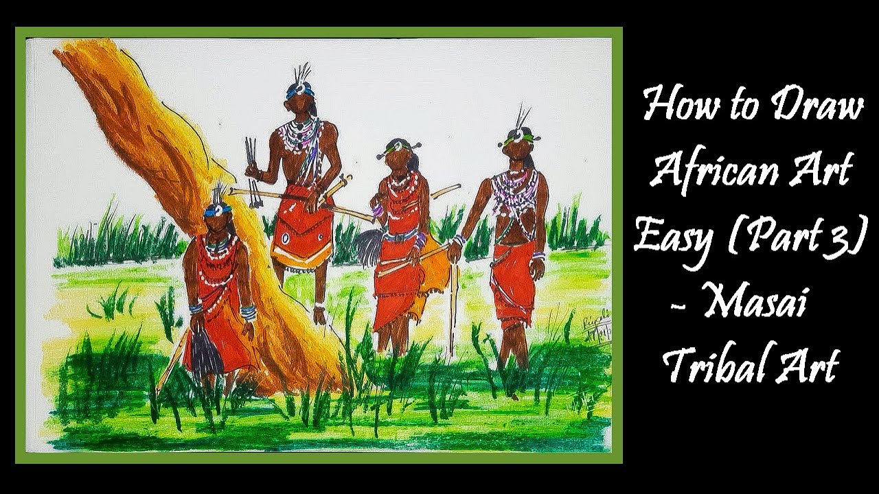 How to Draw African Art Easy Part 3   Masai Tribal Art