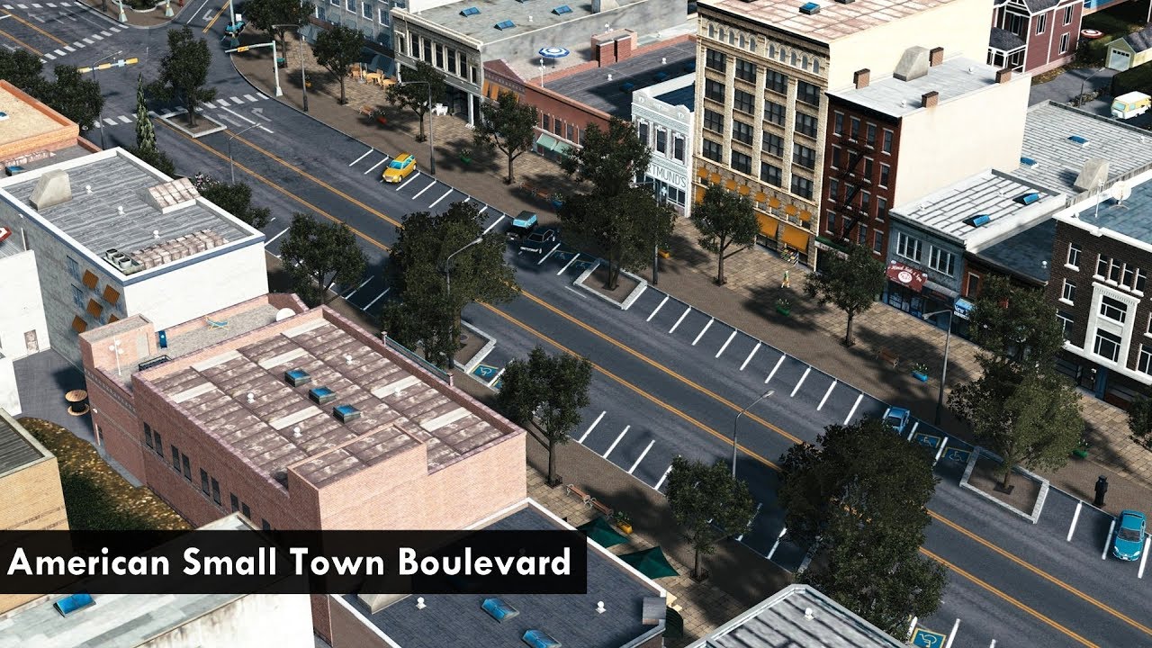 Cities: Skylines - Realistic builds: American small town boulevard