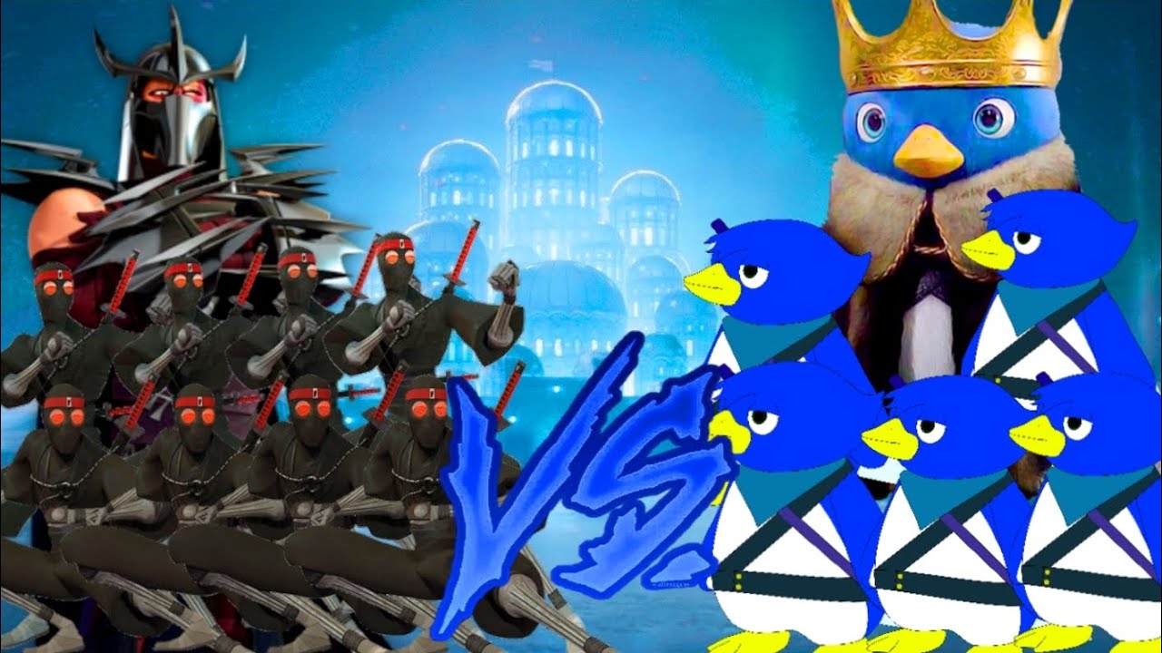 Shredder And Foot Clan vs King Penguin And Penguins Army