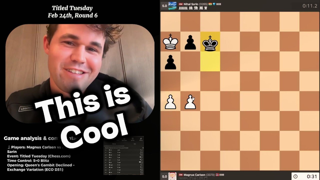 Magnus Carlsen Shows a Cool Endgame Idea vs Nihal Sarin | Titled Tuesday