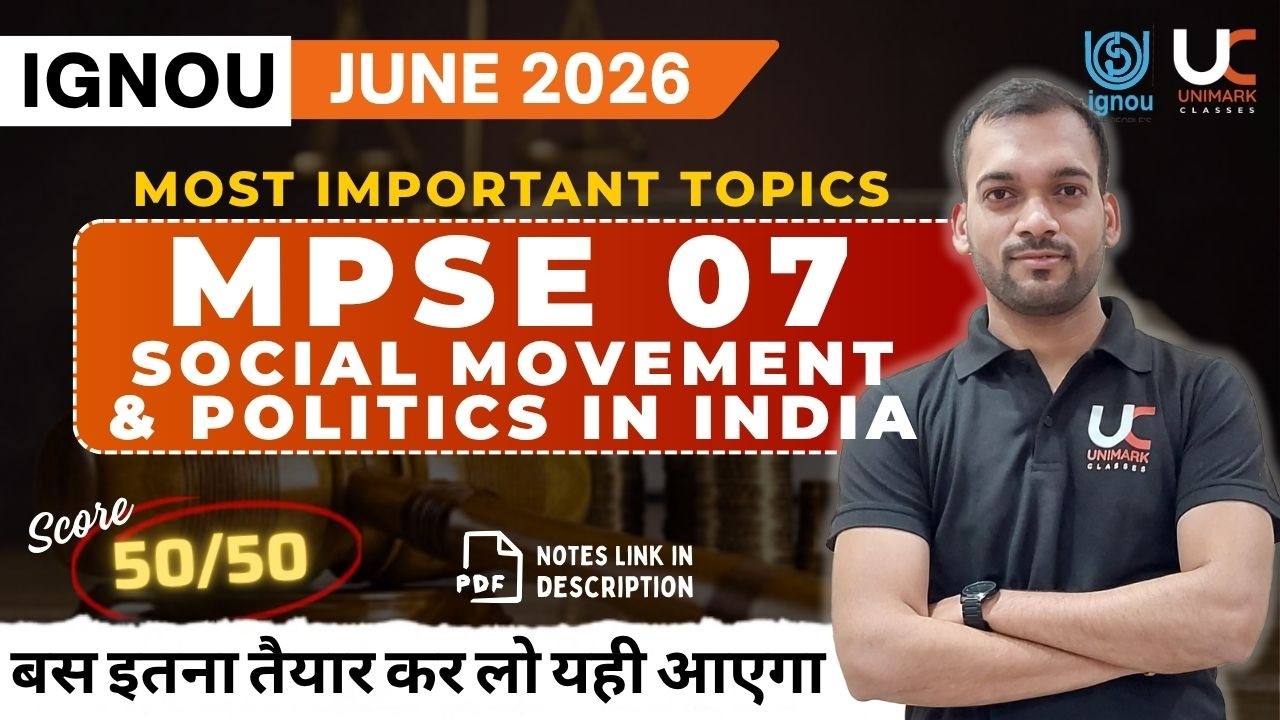 MPSE 007 IGNOU | Most Important Topic Question with Study Material Notes | June'26 | Unimark Classes