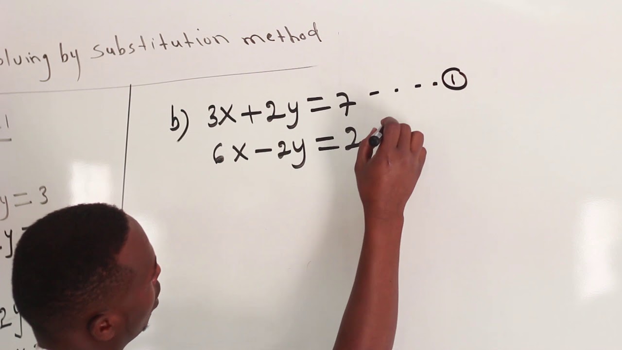Solving simultaneous equations by by substitution method (form one)