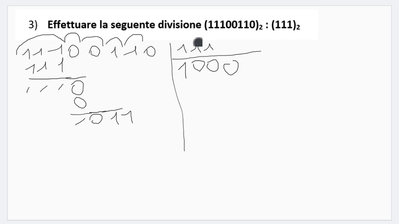 divisione tra numeri binari