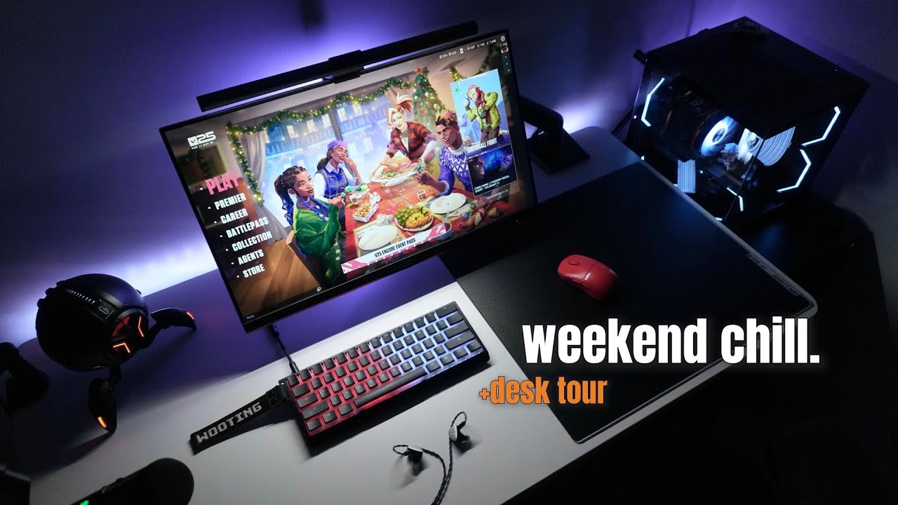 desk setup tour 👾 pc upgrade 🌙 cozy evening + valorant