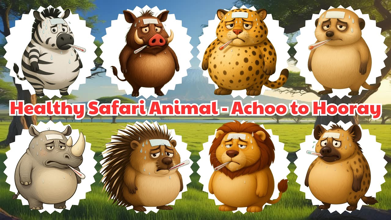 🦁28 Safari Animal Friends Learn to Stay Healthy 🌿💪 | Sick & Healthy Habits Animal Song 🐘|Gon Gon Edu