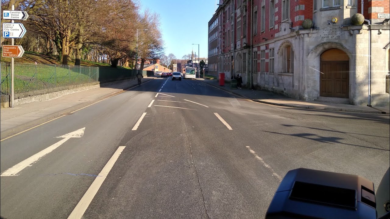 Drivers eye view Bangor to Penrhyndeudraeth (Lloyds Coaches) TrawsCymru MetroCity - I like Transport