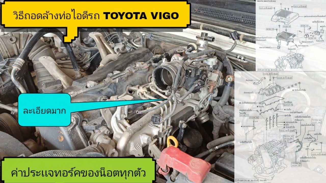 วิธีถอดล้างท่อร่วมไอดี TOYOTA VIGO ทำตามเเบบค่าทอร์คตามเเบบทุกตัว