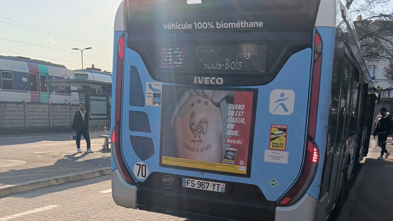 Bus 43 Urbanway IDFM 100% Biomethane trajet : Gare de Roissypole - Gare d'Aulnay sous Bois