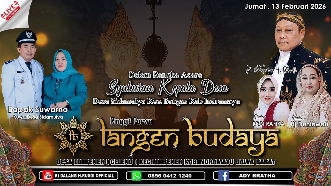🎦LIVE MALAM WAYANG RINGGIT PURWA LANGEN BUDAYA || SYUKURAN KEPALA DESA SIDAMULYA BONGAS - IM