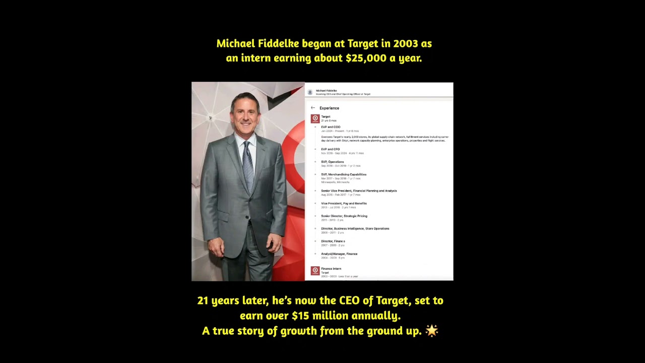 Michael Fiddelke's journey from a Target intern to the company's incoming CEO is a remarkable story