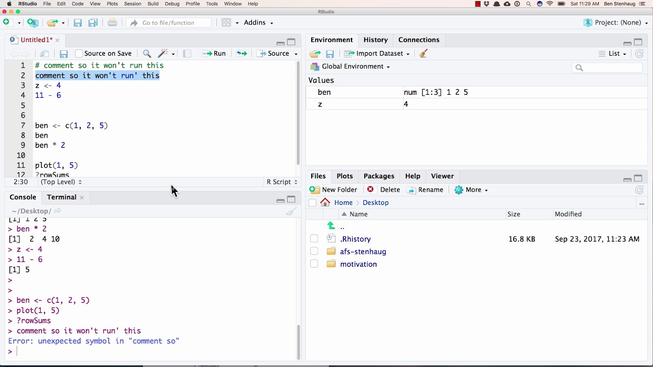 Getting oriented in Rstudio (R Tidyverse)