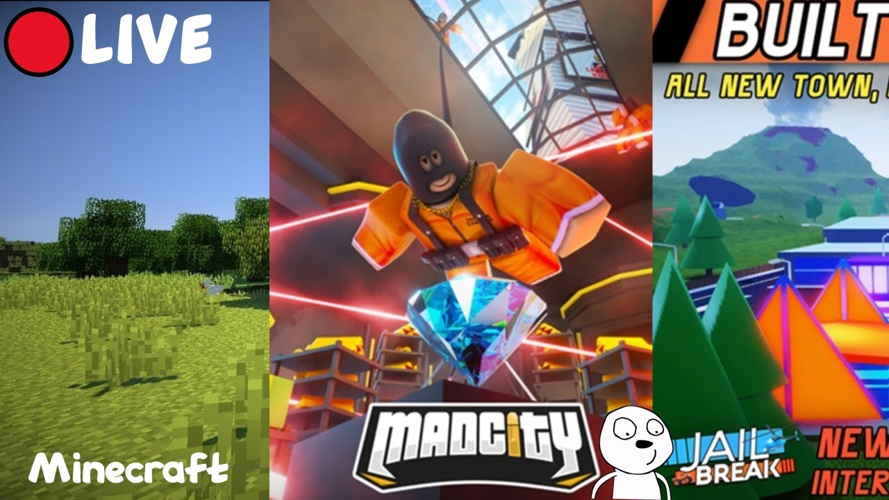 🔴LIVE  Minecraft + MadCity + Jailbreak
