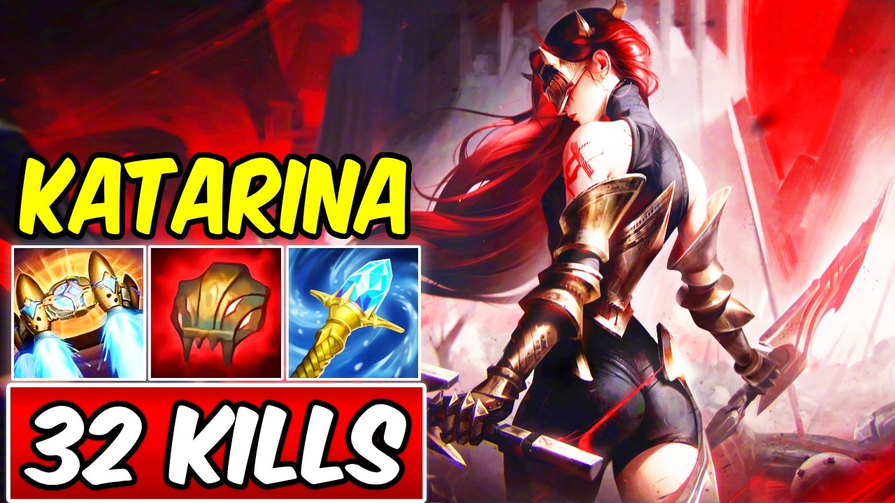 *32 KILLS* BROKEN KATARINA MID S+ | New Build & Runes | League of Legends