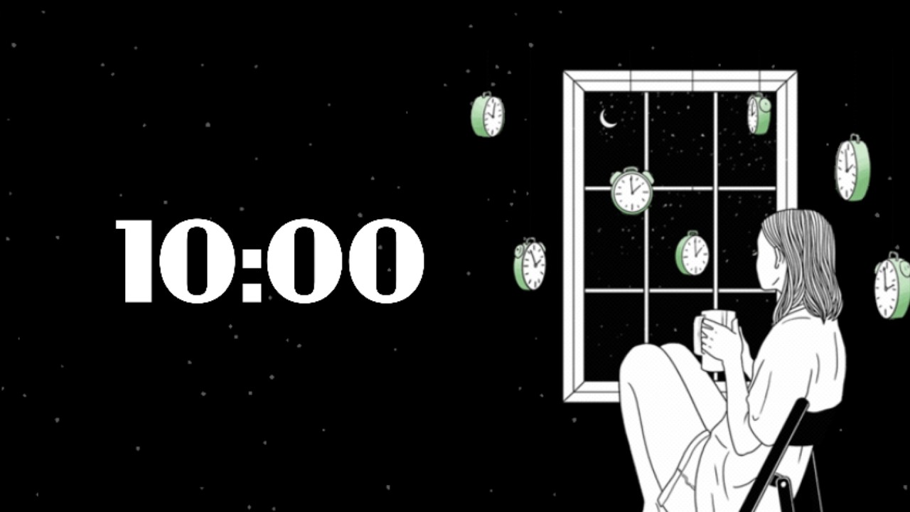 10 Minute Dark Screen Timer | Woman Watching the Window | Soothing Relaxing Music for Study & Focus
