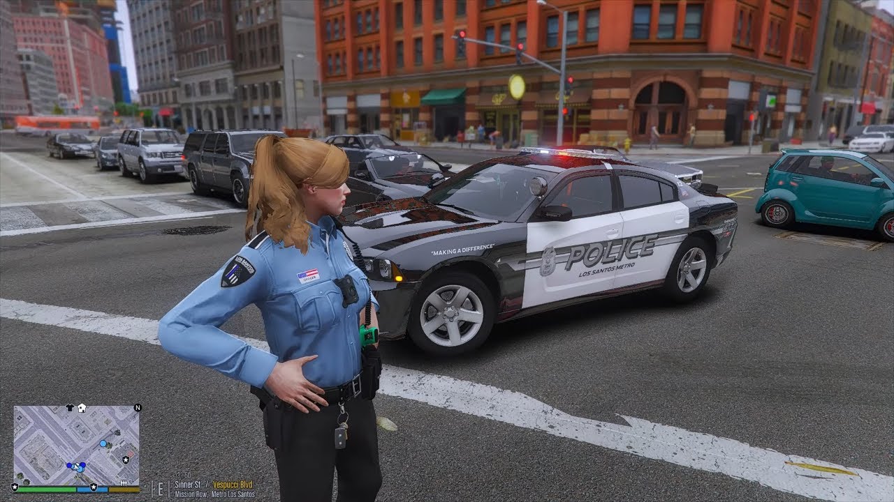 Gta 5 LSPDFR Playing As LS Metro P.D Female Officer - '14 Charger Pursuit Patrol #gta #gta5 #lspdfr